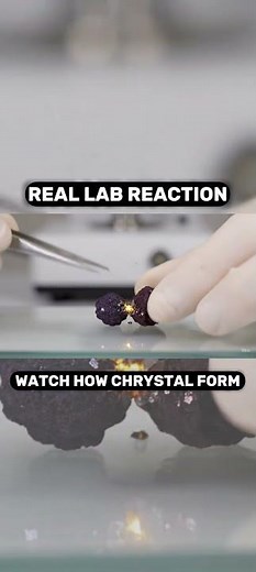 "How Crystals Form: Bismuth Chocolate + Purple Reaction in a Real Lab 🔬✨"