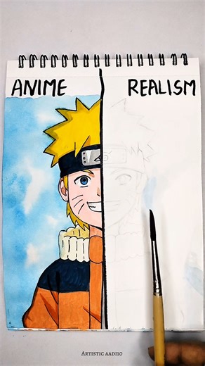 I Draw Naruto in 2 Different style 😱 | Anime VS Realism Art #shorts #naruto