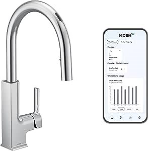 Moen STO Chrome Smart Faucet, Touchless Kitchen Faucet with Pull Down Sprayer, Voice Control and Power Boost, Modern Kitchen Faucet, Easy Installation, S72308EVC