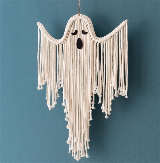Macrame Ghost, Witchy Decor, Retro Halloween, Spooky Wall Art, Gifts for Goths, Hanging Decoration, Ghost Wall Decor, Cute Halloween V73 - Etsy