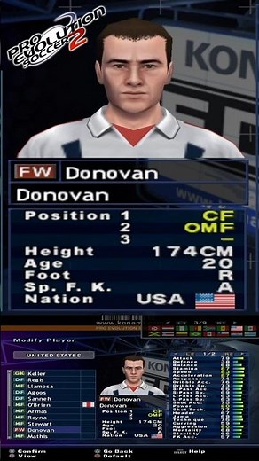 USA Full Squad in Pro Evolution Soccer 2 (PES 2) / Winning Eleven 6 – Team & Player Stats #pes2