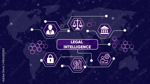 Global Legal Intelligence Network with Icons world map .3d animation rendering 4k video map background ...
