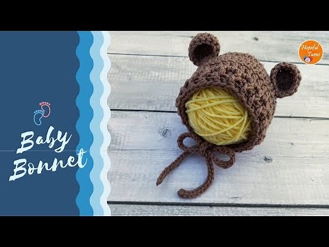 Crochet Baby Hat for Beginners(Newborn to 6 months) |Easy Crochet Baby Bonnet/ Bear Beanie with ears