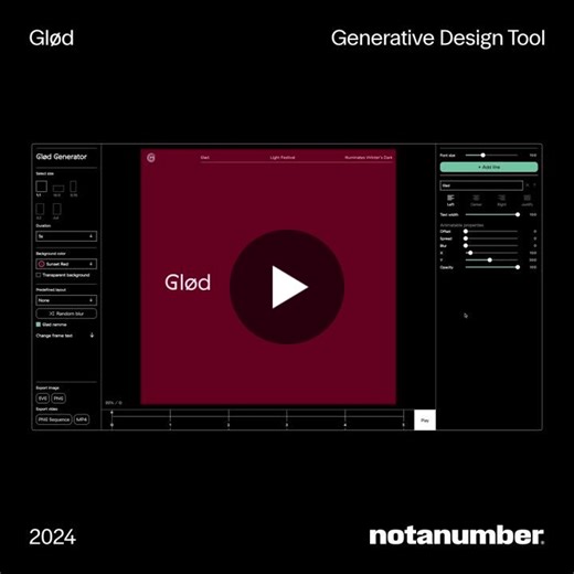 Glød / Generative Design Tool / 2024 This is a bespoke, web-based design tool created for Glød, an annual light festival in Stavanger, Norway. Developed in close collaboration with Studio Blunt… | Not a Number