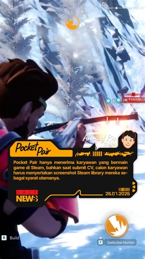 The Lazy Monday on Instagram: "CEO dari Pocket Pair yaitu Takuro Mizobe membagikan bagaimana cara mereka merekrut game designer baru dalam akun twitter pribadinya. Mizobe juga meminta para kandidat untuk memberikan screesnshot dari history Play dan Steam Library mereka, bahkan bagi para kandidat yang tidak menggunakan platform Steam sebagai tempat mereka bermain game, Mizobe tidak akan memasukan orang tersebut ke tahap Interview. Karena dalam Interviewnya nanti Mizobe akan menanyakan spesifik te