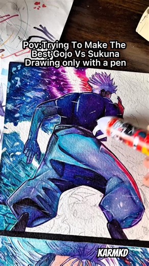 This gonna be my peakest art ever! Gojo vs sukuna domain clash drawing 🔥#gojovssukuna #gojo #sukuna