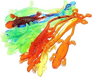 Toyvian 20Pcs Stretchy Sticky Lizards Toys Funny Sticky Gecko Fidget Toys Bulk for Reptile Party Favors Goodie Bags Easter Egg Basket Stuffers Pinata Filler Students Rewards