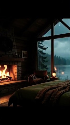 Rain & Fireplace Sounds for Sleep 🌧️🔥 雨の音と暖炉の音 睡眠用 #shorts