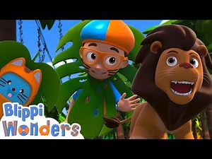 Lions | 😱🦁 Blippi Wonders | Learning Videos for Kids - Explore With Me!