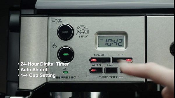 DeLonghi BCO430 Combination Pump Espresso and 10-Cup Drip Coffee Machine with Frothing Wand, Silver and Black