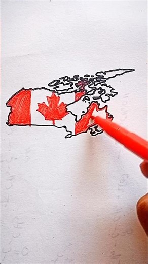 Draw Flag Map of Canada 🇨🇦 #canada #flag #map #drawing