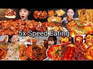 5x Speed Eating Sound | BEST FOOD COMPILATION | ASMR MUKBANG | Satisfying Eating Sound 🔥🥵😱