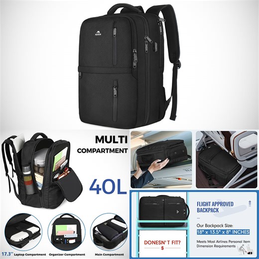 Don't Pay $45, Get a 40L MATEIN Carry-On Travel Backpack with USB Port for $23.99
