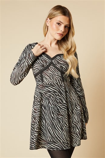 Zebra Dorothy Perkins Lace Front Mini Dress | Coast
