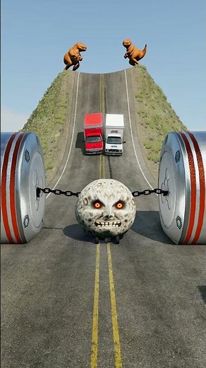 Cars & Cargo Vans vs Chained Hydraulic Crush - BeamNG.Drive