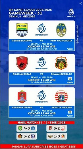 Jadwal Liga 1 2026 Hari Ini - Persib vs PSIM Yogyakarta #jadwalliga1 #liga1