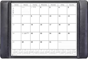 Dacasso Leather Desk Calendar pad, 25.5 x 17.25, Black (P1040)