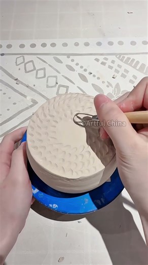 Carving Textured Patterns on Porcelain | Relaxing Pottery ASMR