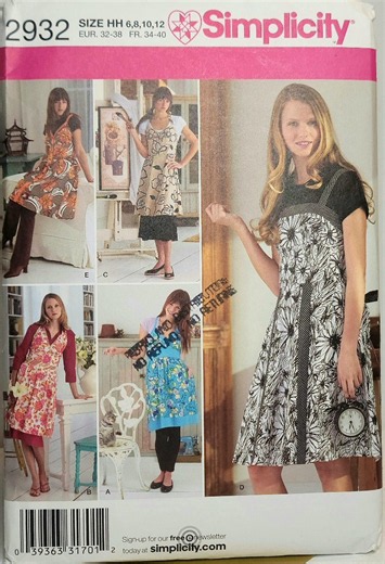 Simplicity 2932 2000s Vintage Sewing Pattern Apron Jumper Dress Size 6 8 10 12 UNCUT FACTORY FOLDED - Etsy