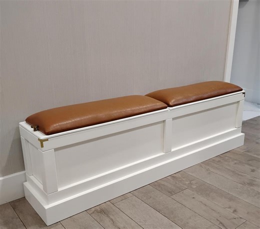 Breakfast Nook Shaker Style Storage Bench With Cushion , Handmade : Vegan Leather Kitchen Seating - Etsy