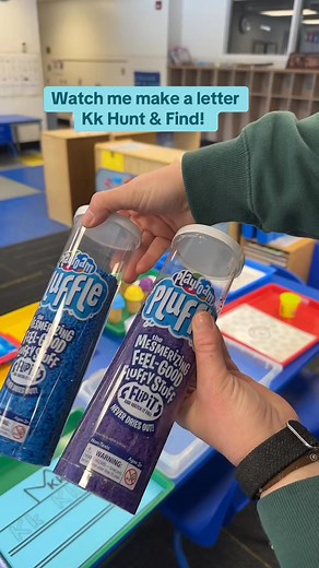 36K views · 535 reactions | Watch as I set up a Letter K hunt with Pluffle! I hid little “K” beads in the fluffy material, and there’s a letter K sign and a cup in the corner. When kids find a “K,” they pop it into the cup—making letter recognition both fun and hands-on. Give it a try for an engaging literacy activity! ✨ | Preschool Vibes | Facebook