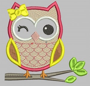 Embroidery Designs: Cute Chibi Owl on a Branch - Etsy