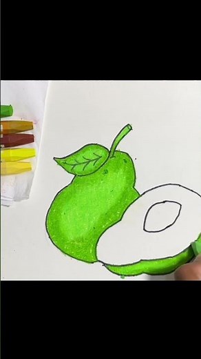 Coloring an Avocado Using Crayons #easydrawing #drawing #art #coloring #fyp #howtodraw #painting