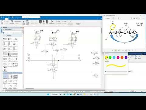 18# Pneumatics course with FLUIDSIM - Sequence A+B+A-C+B-C- by cascade method