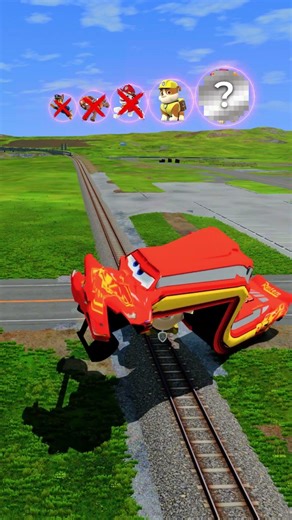 Cursed Paw Patrol Trains VS Big and Small Cringe McQueen Cars: Who wins? - BeamNG.drive