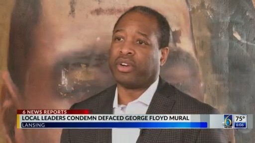 Local leaders condemn defaced George Floyd mural