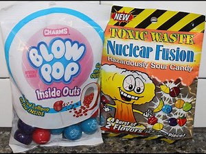 Charms Blow Pop Inside Outs & Toxic Waste Nuclear Fusion Hazardously Sour Candy Review