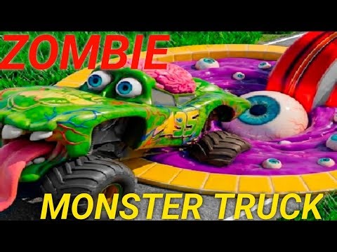 Lightning McQueen Zombie Eats & Funny Monster Truck Zombie vs Giant Eyeball Pool Challenge!