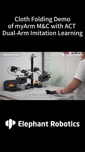 myArm M&C | Discover how these #cobots master cloth folding with #ACT imitation learning #robotics