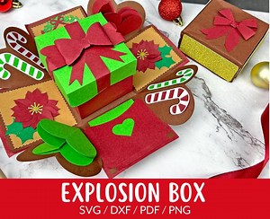 Christmas Exploding Box SVG, DIY Explosion Box, Gift Box Template, Christmas Boxes for Gifts, Christmas Svg Files Cricut & Silhouette - Etsy
