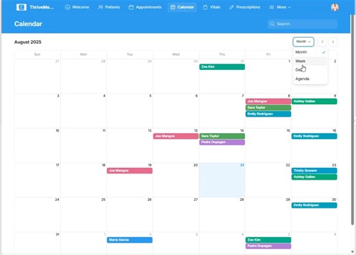 𝗬𝗼𝘂𝗿 𝗰𝗹𝗶𝗻𝗶𝗰 𝗰𝗮𝗹𝗲𝗻𝗱𝗮𝗿 𝘀𝗵𝗼𝘂𝗹𝗱𝗻’𝘁 𝗯𝗲 𝘁𝗵𝗲 𝗺𝗼𝘀𝘁 𝘀𝘁𝗿𝗲𝘀𝘀𝗳𝘂𝗹 𝗽𝗮𝗿𝘁 𝗼𝗳 𝘆𝗼𝘂𝗿 𝗱𝗮𝘆. What if one screen showed 𝘄𝗵𝗮𝘁’𝘀 𝗯𝗼𝗼𝗸𝗲𝗱, 𝘄𝗵𝗮𝘁’𝘀 𝗳𝗿𝗲𝗲, 𝗮𝗻𝗱 𝘄𝗵𝗮𝘁 𝗻𝗲𝗲𝗱𝘀 𝗮𝘁𝘁𝗲𝗻𝘁𝗶𝗼𝗻 — clearly, instantly, and without double-checking messages or paper notes? The 𝗖𝗮𝗹𝗲𝗻𝗱𝗮𝗿 𝘁𝗮𝗯 in 𝗧𝗵𝗿𝗶𝘃𝗲𝗠𝗲𝗱𝗫 is built for real clinic operations: • Clean, easy-to-read daily and weekly views • Fast updates when schedules change • Fewe