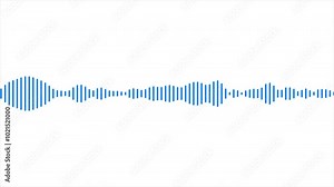 Blue audio graphic with vibration of sound analyzer. Beat or melody display animation, continuous equalizer line motion on white screen