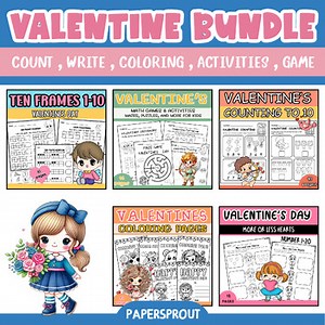 Valentine’s Day Math & Activity Bundle for Preschool, Pre-K, & Kindergarten