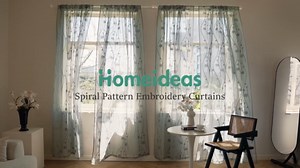 HOMEIDEAS Sage Green Sheer Curtains 52 X 84 Inches Length 2 Panels Embroidered Wave Line with Spiral Pattern Pocket Faux Linen Semi Sheer Voile Window Curtains/Drapes for Bedroom Living Room