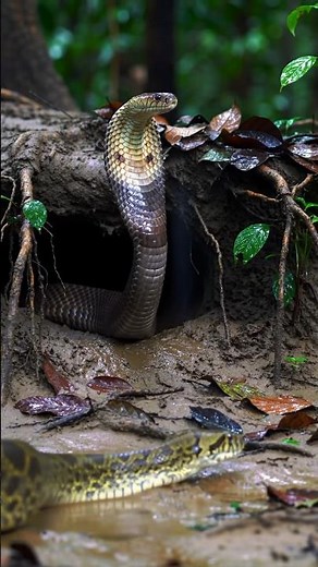 Huge Anaconda Eats King Cobra #naturelovers #snake #animals #wildanimals #wildlife #wildanimals