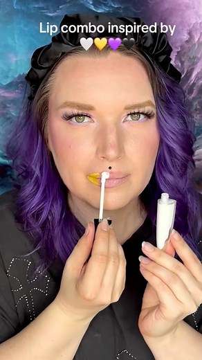 Fun lip combo idea🤍💛💜🖤#lipsmakeup #lipstick #lipcombo #lipcombotutorial #liplook #lipart #creativemakeup #makeup #lips #lipcombotiktok | Swatchhappens