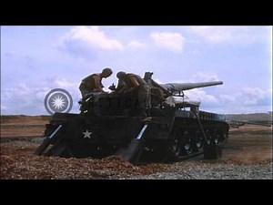 Soldiers load and fire from an M107 Self Propelled 175mm howitzer in Bien Hoa, Vi...HD Stock Footage