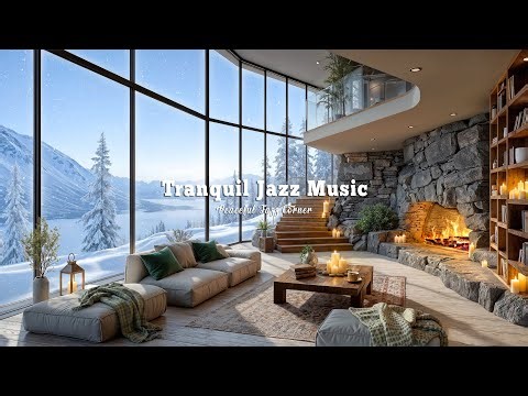 Cozy Winter Indoor Ambience On Snowy Day | Tranquil January Jazz Music In Calm Forest To Chill Out