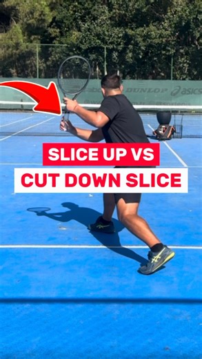 Slice up vs Cut down slice 🎾 When should you cut down on your slice vs when should you lift the slice? ➡️ On medium and higher balls, focus on cutting down and across the back of the ball ➡️ Use a high to low swing ➡️ On lower balls, use a lifting motion ➡️ Open the strings more and lift up as you make contact #tennis #tennistips #coachsimon | Coach Simon TopTennisTraining