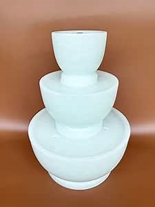 Indoor or Outdoor Floor Water Fountain, 15.7" H 3-Tiers White Marble Water Fountain with Submersible Electric Pump - Garden Cascading Waterfall for Yard Patio Lawn Home Decor