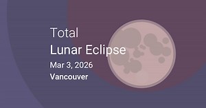 March 3, 2026 Total Lunar Eclipse in Vancouver, British Columbia, Canada