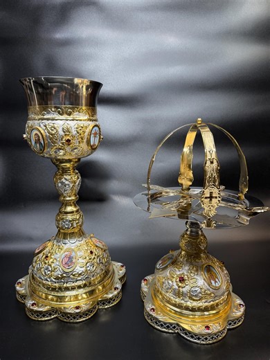 Handmade Church Chalice Set Bronze Gold Plated Zircon Stones - Etsy