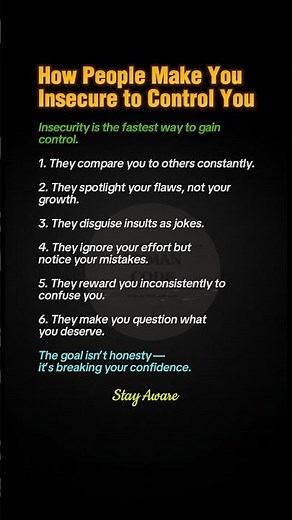 How People Make You Insecure To Control You #psycholgyfacts