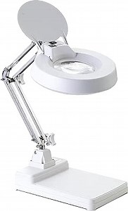 Magnifying Lamp LED, Magnifier Desk Lamp 10X, 5'' Magnifier Glass Lens with Bright 120 PCS LEDs,Heavy Duty Stand Base and Adjustable Stainless Steel Lamp Arm for Reading,Craft,Knitting