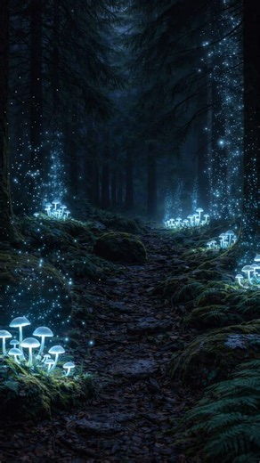 Enchanted Forest Path ✨ Glowing Mushrooms #cozy #relax #cozynights