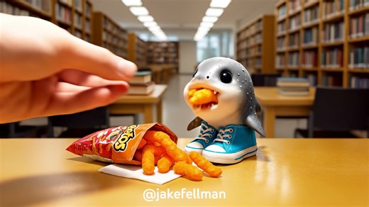 8.6K views · 130 reactions | Crunch Time at the Library (starring Tralalerito) | Jake Fellman | Facebook